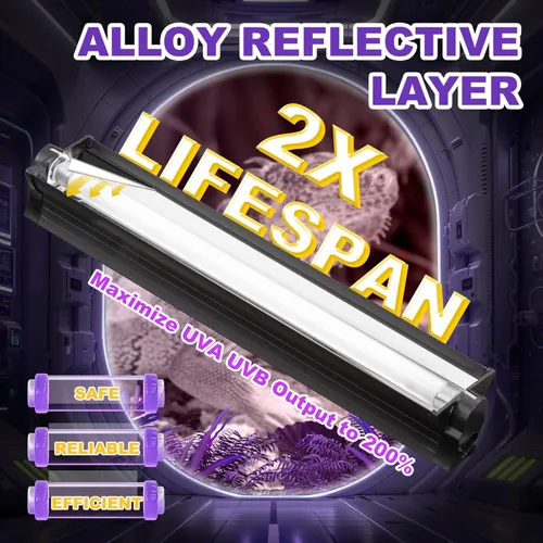Miniatura 5 de Kit combinado de iluminación T5 HO UVB, lámpara de reptil de 8 W con bombillas fluorescentes, luz UVB Desert 10.0 para reptiles y anfibios, luz