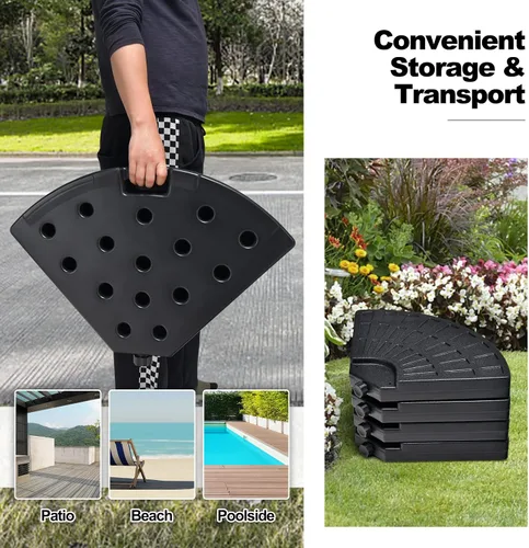 Miniatura 8 de Tangkula 4 piezas de 185 libras voladizas de patio con compensación de base de sombrilla para patio, relleno de agua y arena, resistente soporte
