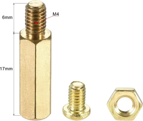 Miniatura 2 de uxcell M4 - Espaciador hexagonal de latón de 0.669 in+0.236 in macho-hembra, kit de tuercas roscadas para placa base PCB, placa de circuito