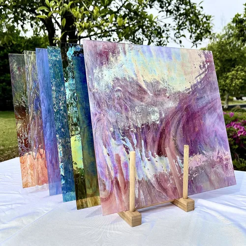 Miniatura 6 de Hojas de vidrieras de 12 x 12 pulgadas, paquete de 6 unidades de vidrio de mosaico (5.8 pies cuadrados), coloridas hojas de arte y manualidades