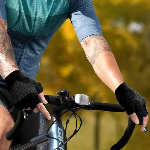 Miniatura 6 de Guantes de ciclismo para hombres y mujeres, guantes de bicicleta de medio dedo, para ciclismo, gimnasio, levantamiento de pesas, remo, motocicleta