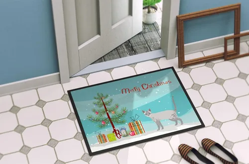Miniatura 4 de Caroline's Treasures CK4667JMAT Ojos Azules Cat Merry Christmas Felpudo de 24 x 36 pulgadas, tapete para puerta delantera, para interiores