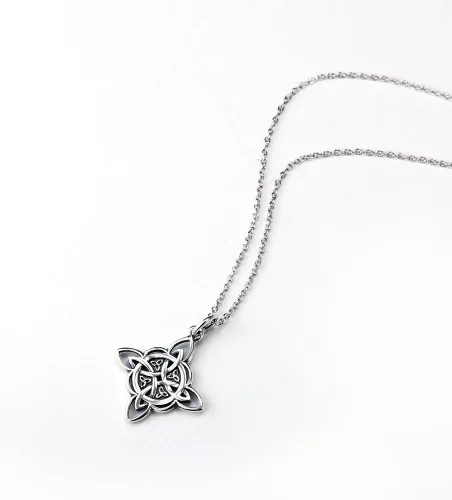 Miniatura 3 de FLYOW Collar con colgante de nudo celta de plata de ley 925 de buena suerte irlandés para mujer, regalo de cumpleaños y graduación