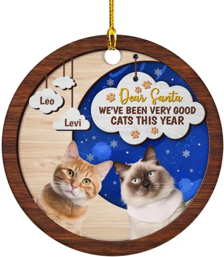 Miniatura 9 de Meowy Catmas - Divertido sombrero de Papá Noel con foto de gato, adorno de Navidad personalizado, regalos para gato, mamá, papá, lindo árbol