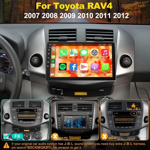 Miniatura 2 de Radio estéreo de coche 4G+64G para Toyota RAV4 2007-2012, Carplay inalámbrico y Android Auto con Android 13 compatible con Bluetooth/Control