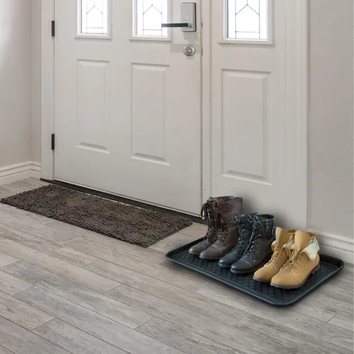Miniatura 2 de Stalwart - Bandeja para botas para todo tipo de clima, juego de 2 alfombrillas grandes de plástico resistente al agua para uso en interiores