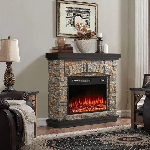 Miniatura 7 de BOSSIN Chimenea eléctrica de 36 pulgadas con repisa, inserto de chimenea eléctrica de 23 pulgadas, soporte de TV independiente con temporizador