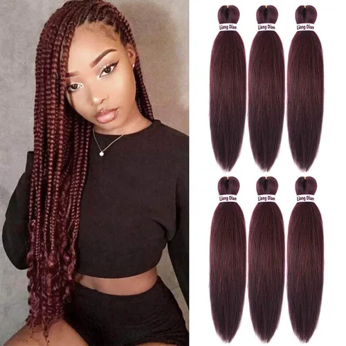 Miniatura 20 de Liang Dian Cabello para hacer trenzas, Cabello estirado para hacer trenzas, 12 pulgadas, 8 paquetes, color ombre púrpura, para sellar en agua
