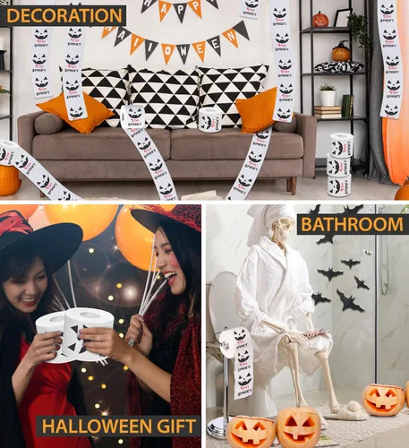 Miniatura 5 de Printed TP Halloween Stay Spooky - Papel higiénico impreso para regalo de broma, rollo de papel higiénico aterrador para sorpresa, broma, divertido