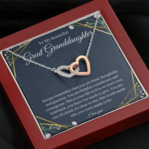 Miniatura 8 de Joyería con tarjeta de mensaje, collar hecho a mano, regalo personalizado, corazones entrelazados, regalo para bisnieta de bisabuelobisabuelo