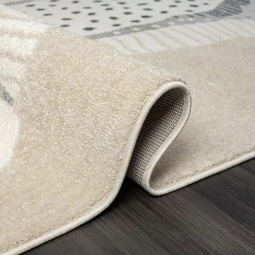 Miniatura 5 de Abani Nuevo Collection - Alfombra de área, diseño moderno de piel sintética, color marfil/beige, 4 x 6 pies, fácil de limpiar, duradera para niños