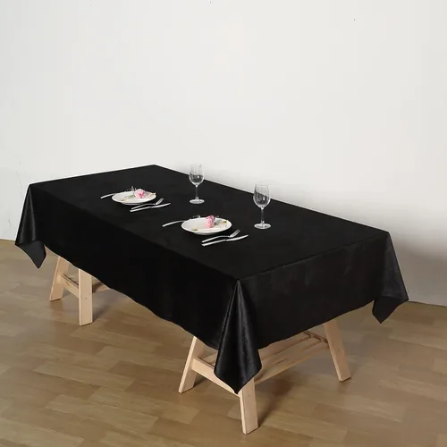 Miniatura 2 de Efavormart - Mantel rectangular de terciopelo negro prémium de 60 x 102 pulgadas para eventos de fiesta de boda