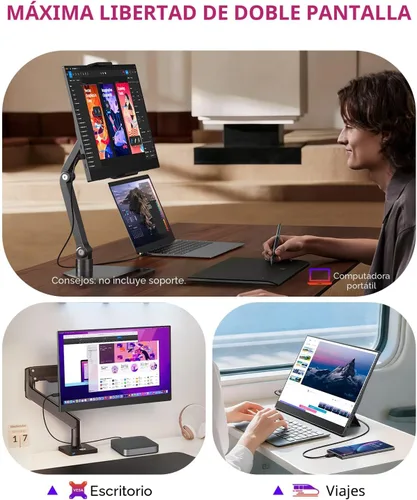 Miniatura 7 de UPERFECT Monitor portátil, 15.6 pulgadas, 125% sRGB 1080P, ultra delgado, monitor de viaje USB C, HDMI, Plug & Play, monitor de juegos IPS