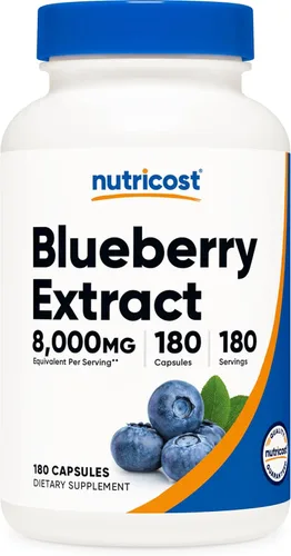 Nutricost Extracto de arándanos 180 cápsulas para 180 porciones por botella, vegetariano, sin gluten y sin OMG