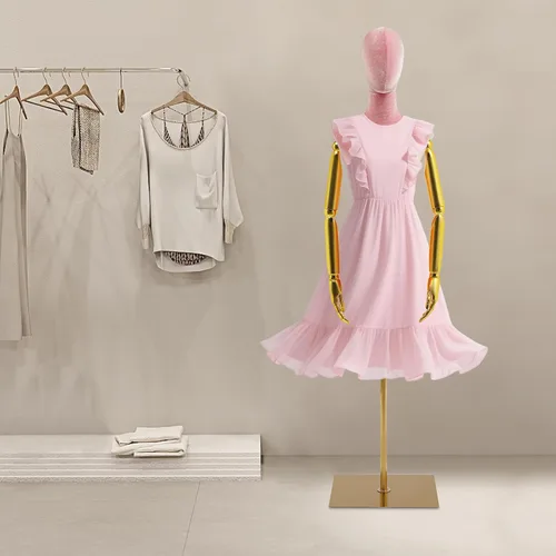 Miniatura 5 de Maniquí femenino, torso de vestido femenino con base y altura ajustable, torso de maniquí para ropa, vestido, exhibición de joyas (rosa, alto)