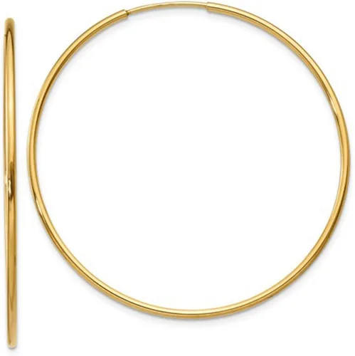 Aretes de aro infinito de oro de 14k, tubo de 1,25 mm de grosor