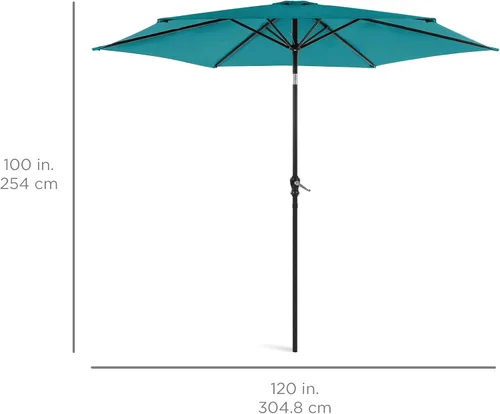 Miniatura 7 de Best Choice Products sombrilla de 10 pies para patio, de acero y poliéster, para exterior, con manivela, botón de fácil presión, inclinación