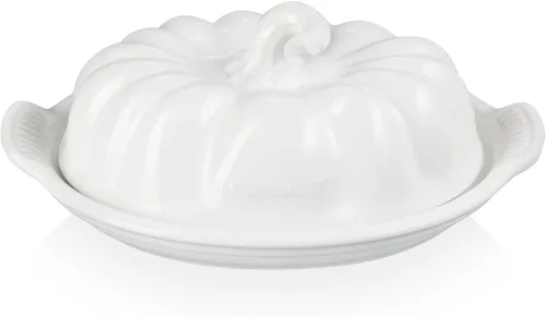 Le Creuset Plato de mantequilla de calabaza de gres, blanco
