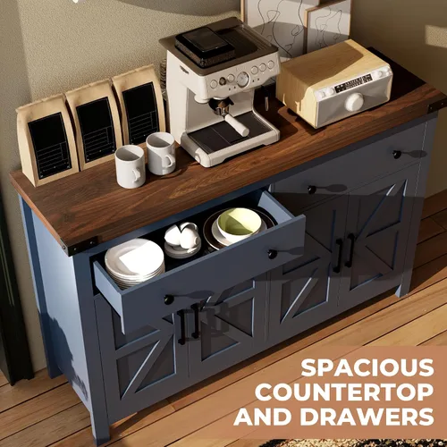 Miniatura 4 de VVFLU Modern Sideboard Buffet Cabinet with Wood Accent and Adjustable Shelves for Kitchen, Dining Room, Living Room