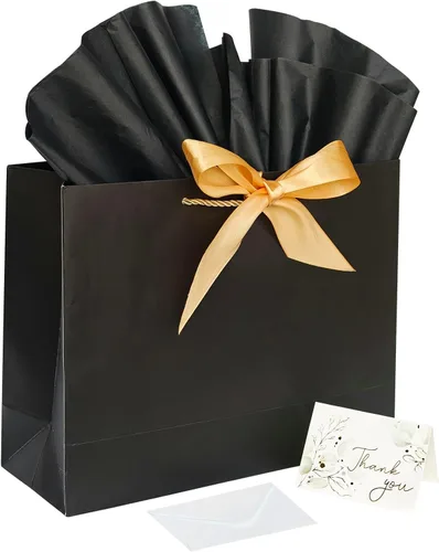 Miniatura 12 de ANFENG Regalo de recuerdo de cumpleaños negro, bolsa vintage de papel para mujeres, mamá, aniversario, novedad, fiesta, bolsas de papel, idea