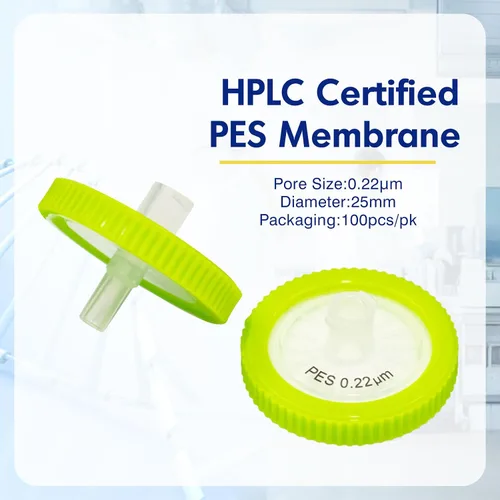 Miniatura 2 de filtros de jeringa, filtración hidrófila, 0,22 um micrón, tamaño de poro, 0.984 in, diámetro de membrana, disco de membrana PES de laboratorio,