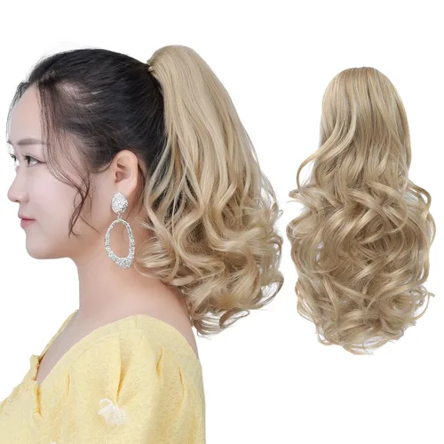 Miniatura 33 de Extensión de cola de caballo negra con clip de garra, ondulada, 10 pulgadas, 3.5 onzas, sintético, como verdaderos, postizos, para mujer, Yaki