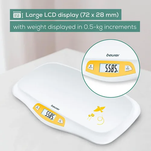 Miniatura 3 de Balanza digital de bebé con cómoda plataforma curva, de Beurer