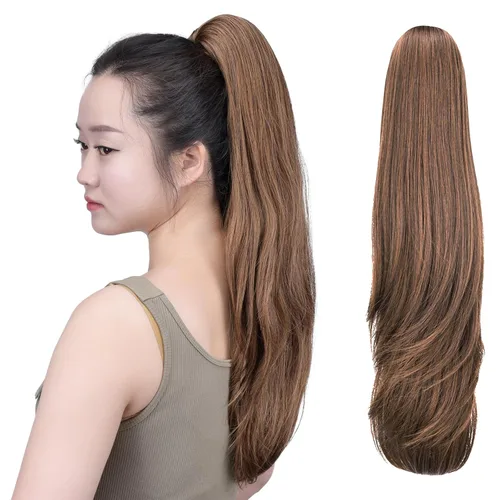 Miniatura 77 de SYXLCYGG Auburn Clip Cola de caballo Clip Cola de caballo Extensión de cola de caballo ondulado 10 pulgadas 3.5 oz pelo sintético falso pieza