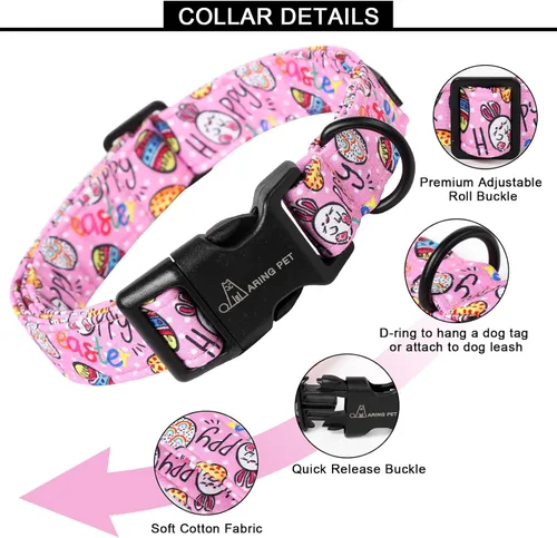 Miniatura 202 de Aring Pet Collar de algodón, lindo, con hebilla de liberación rápida, para bodas, para perros pequeños, medianos y grandes, rosa Terciopelo rosa