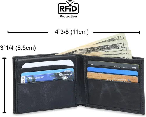 Miniatura 5 de TORO - Cartera de piel con bloqueo RFID para hombre, Antracita, Cartera Rfid
