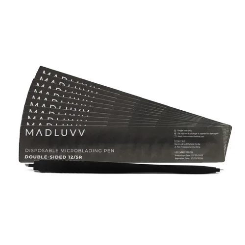 Miniatura 11 de MADLUVV V - Bolígrafo estéril Microblading 2 en 1 para arte profesional de cejas, trazos y sombreado de alta calidad, bolígrafos desechables