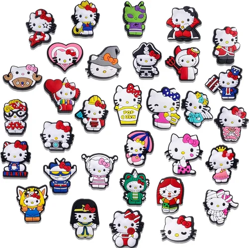 32 dijes de cocodrilo de anime, de PVC, kawaii, para niñas, niños, adolescentes, dibujos animados, zueco sandalias, pulsera, accesorios de zapatos