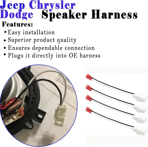 Miniatura 3 de Paquete de 4 adaptadores de arnés de cable de altavoz 72-6514 compatibles con Jeep Wrangler Chrysler Town & Country adaptador de arnés de altavoz