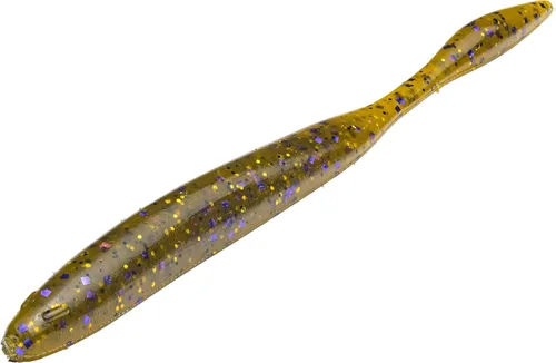 Strike King KVD Dream Shot Soft Bait Worm Fishing Lure, 4.25", Hinged Tail Calabaza Verde Púrpura y Oro
