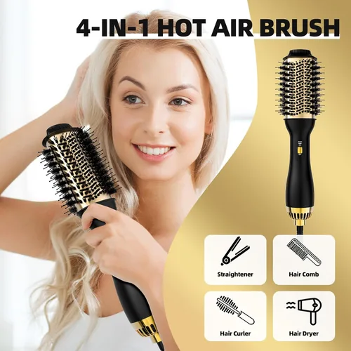 Miniatura 2 de Cepillo de aire caliente 4 en 1 con barril ovalado, herramienta de peinado de grado de salón para todo tipo de cabello