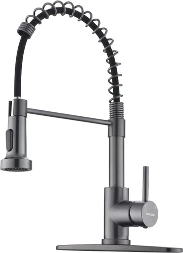 Miniatura 11 de WEWE Grifo de fregadero de cocina, grifos de cocina con rociador desplegable de acero inoxidable de una sola manija un solo agujero níquel cepillado