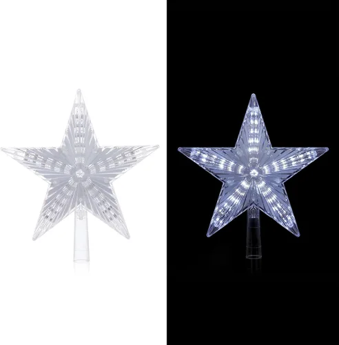 Miniatura 2 de Alpine Corporation Decoración de árbol de estrella de 8 pulgadas con 5 puntos con 31 luces LED blancas frías, decoración navideña