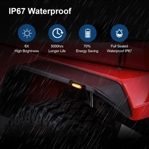 Miniatura 5 de D-Lumina Guardabarros Ensanchados Conjunto de Luz Marcadora Lateral Lente Ahumada Ámbar para Je-ep Wrangler TJ JK JL Guardabarros Ensanchados