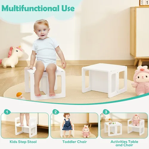 Miniatura 3 de FUNLIO Silla de destete Montessori de altura ajustable para edades de 1 a 3 años, silla de madera maciza de calidad, para comer, leer, jugar, blanco