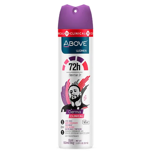 ABOVE 72 Hours Derma Clinical Desodorante antitranspirante, Neymar Jr Mujeres, 3.17 oz – Desodorante para hombres – Notas de mandarina, cacao y