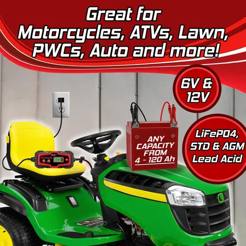 Miniatura 6 de Banshee Cargador de batería inteligente de automóvil 4A, cargador automotriz de 6 V y 12 V, mantenedor de batería, cargador de goteo y cargador