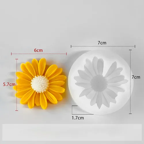 Miniatura 2 de Paquete de 2 moldes de flores de margarita, moldes de silicona de fundición de resina para decoración del hogar y fabricación de velas, molde