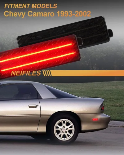 Miniatura 7 de Luz de Marcador Lateral Trasero LED Compatible con Chevy Camaro 1993-2002 Lente Ahumada Luz Roja Trasera Enchufe y Funciona, Impermeable