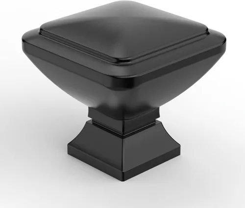 Miniatura 39 de 9BUILD Paquete de 6 pomos de latón cepillado de 1.2 pulgadas para gabinetes, pomos dorados para cajones, perillas cuadradas para gabinetes