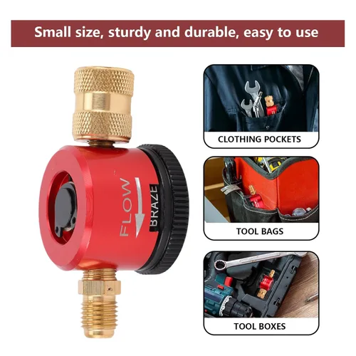 Herramienta de purga de nitrógeno Conector de 1/4 pulgadas Regulador de gas de nitrógeno Herramienta de soldadura fuerte para equipos HVAC
