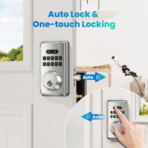 Miniatura 8 de Cerradura de Puerta de Entrada sin Llave, Pestillo Electrónico con Teclado para Puerta Principal, Cerraduras Inteligentes con 6 Códigos Digitales