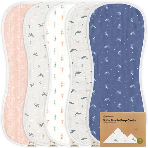 Miniatura 25 de Paquete de 5 paños de muselina para eructos para bebé, niño, niña, trapos muy absorbentes para bebés, 8 capas de viscosa derivada de toalla