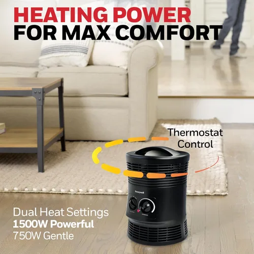 Miniatura 9 de Honeywell HHF360V - Calentador forzado de ventilador envolvente de 360 grados con salida de calor envolvente, calentador portátil de eficiencia