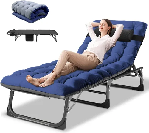 Miniatura 10 de DoCred Sillón plegable, 5 posiciones, ajustable, plegable, cama para dormir, tumbona, tumbona, perfecta para tomar el sol, campamento, piscina