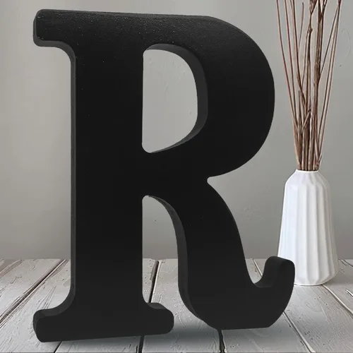 Miniatura 25 de AOCEAN Letras de madera negra de 10 pulgadas, letras de madera sin terminar para Halloween, letras decorativas de pie en rodajas, decoración